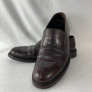 PRADA Brown Leather Slip-on Penny Dress Loafers, 9